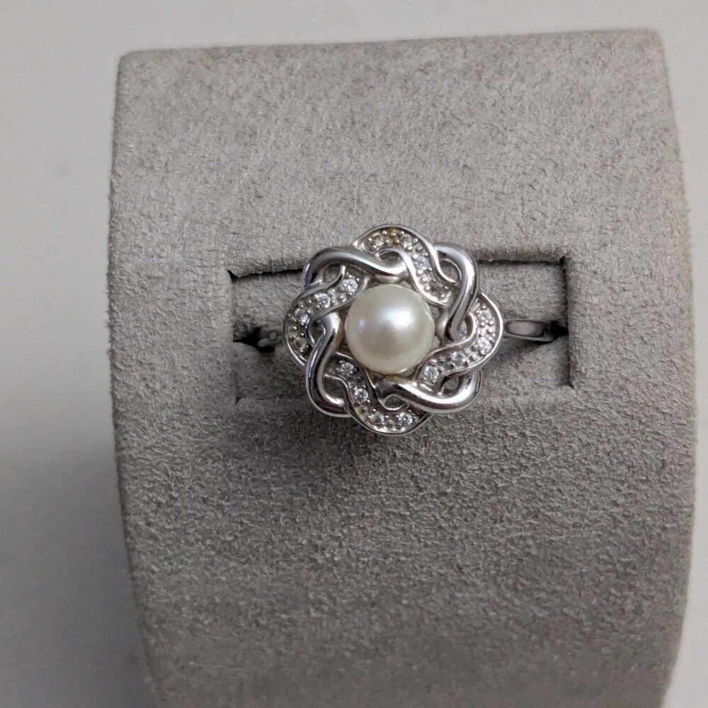Pearl and CZ Ring